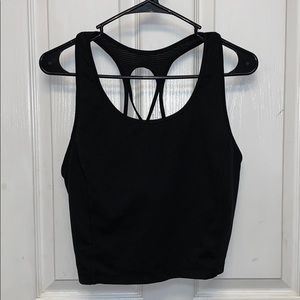 Athletic crop top with built in bra liner